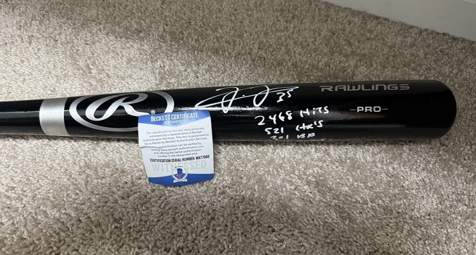 Frank Thomas Firmado Inscrito Con 7 Estadísticas Bate Con Certificado de Autenticidad Beckett! RARO!! Foto 4 de 4
