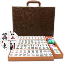 American Mahjong Game Set 166 White Engraved Tiles for Western Mah Jong, Mah Jon
