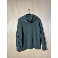 Varley Priya Longline Sweat DoubleSoft Cowl Neck Side Zip Pullover Green Small
