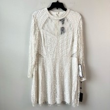 Adrianna Papell Illusion Neck Beaded Lace Dress Ivory 16