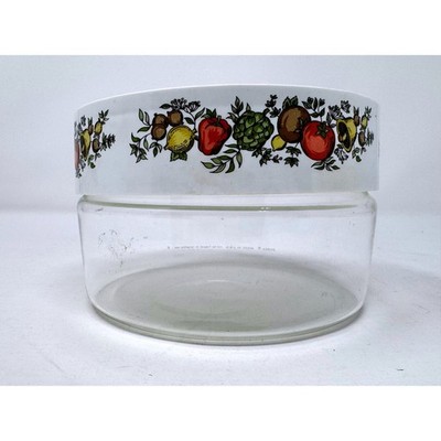 Pyrex Spice of Life Vintage Glass Storage Bowl with Plastic Lid Fruit Veggie