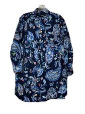 Lauren Ralph Lauren Women’s S Shirt Dress Navy Blue Paisley Collar Embroidered