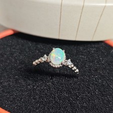 pur S925 Sterling Silber echter TOP FEUER OPAL Stilvoll Ring Ringe Edelstein 54