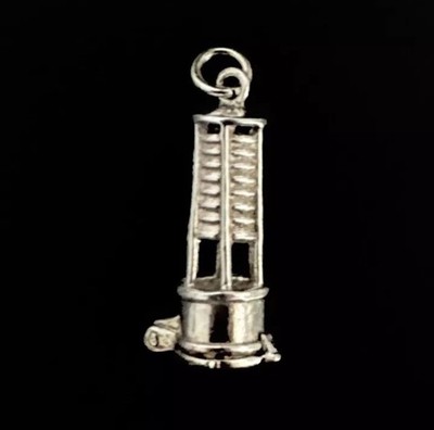 925 Sterling Silber Bergmann Lampe mit Kanarienvogel Öffnung 3D Charm Anhänger 
