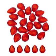 20PCS Flat Back Acrylic Teardrop Gems 18x25mm Artificial Rhinestones Deep Red