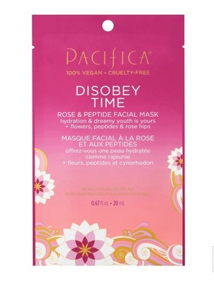Pacifica Disobey Time Rose & Peptide Facial Sheet Mask 6-PACK Hydrating Anti-Age