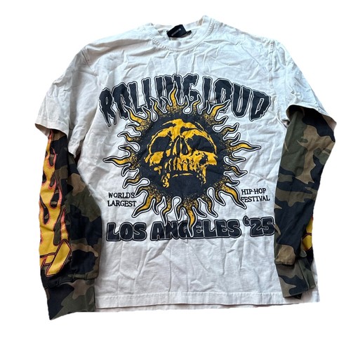 Rolling Loud Tour 2025 California Lineup Tee - Size Medium Camo Flame