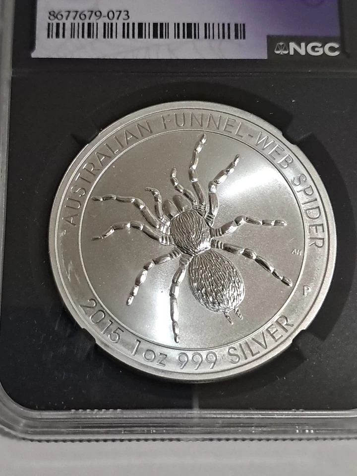2015-P Australia Funnel Web Spider 1oz .999 Silver MS69 NGC Black Core - Image 2 of 3