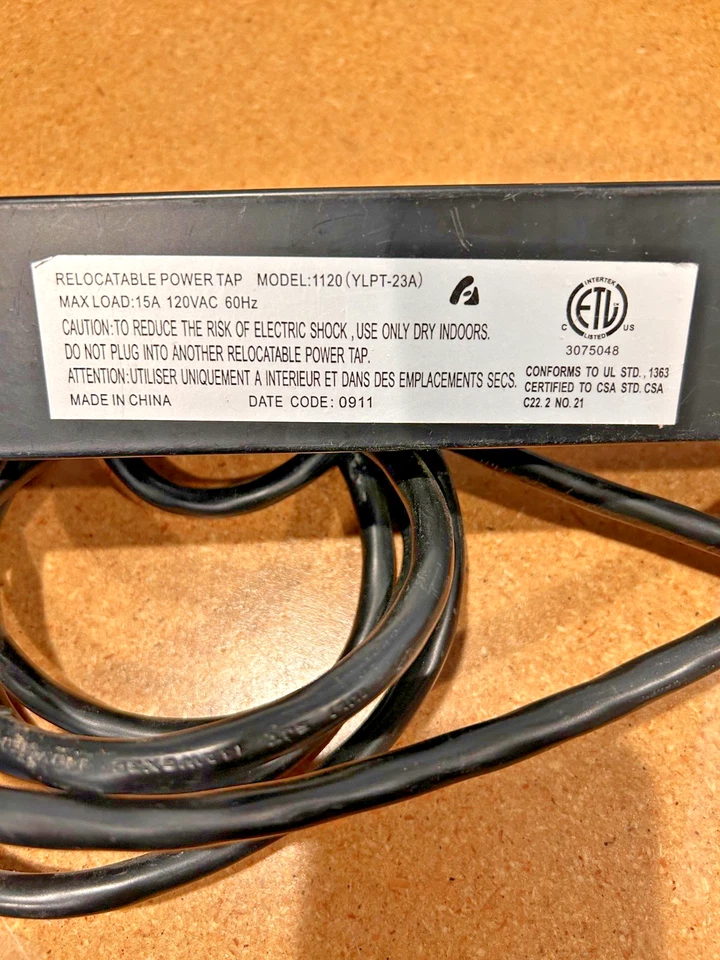 Prime 6-Outlet Metal Power Strip PB801120 with 14-3 SJT 10-Feet Cord - Black - Image 3 of 3