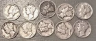 LOT OF (10) - RANDOM DATE, 90% SILVER MERCURY DIMES