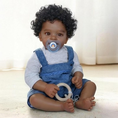 Realistic Reborn Baby Dolls Black Boy   18 Inch Real Life Newborn African Americ