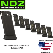Glock 36 OEM Magazine .45 6Rd Gen 1‑4 Laser Engraved Choose Design