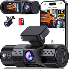 Dash Camera 4K Front and Rear Dash Cam Built-In WiFi & GPS, App control