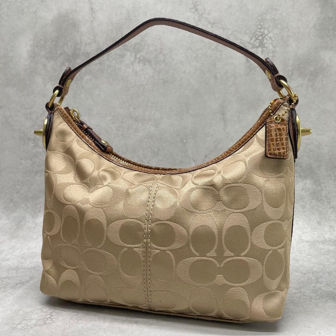 Coach Canvas Leather Python-Embossed Shoulder Bag… - image 1