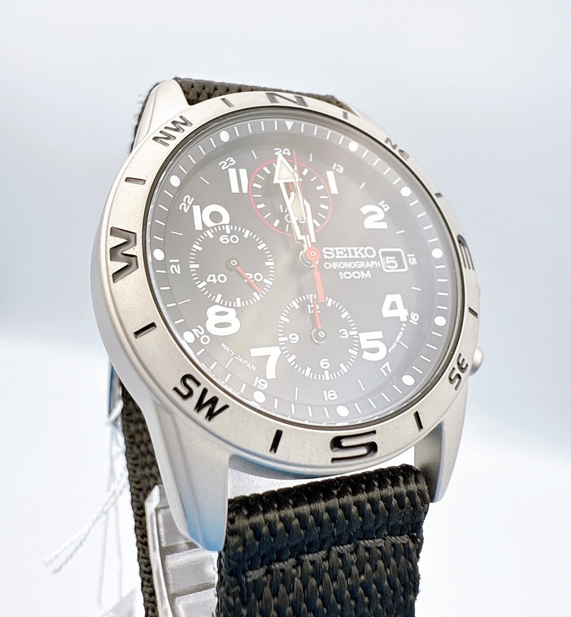 Seiko Military 7T92-0DX0 Chronograph Black Dial Qz Mens Watch JP