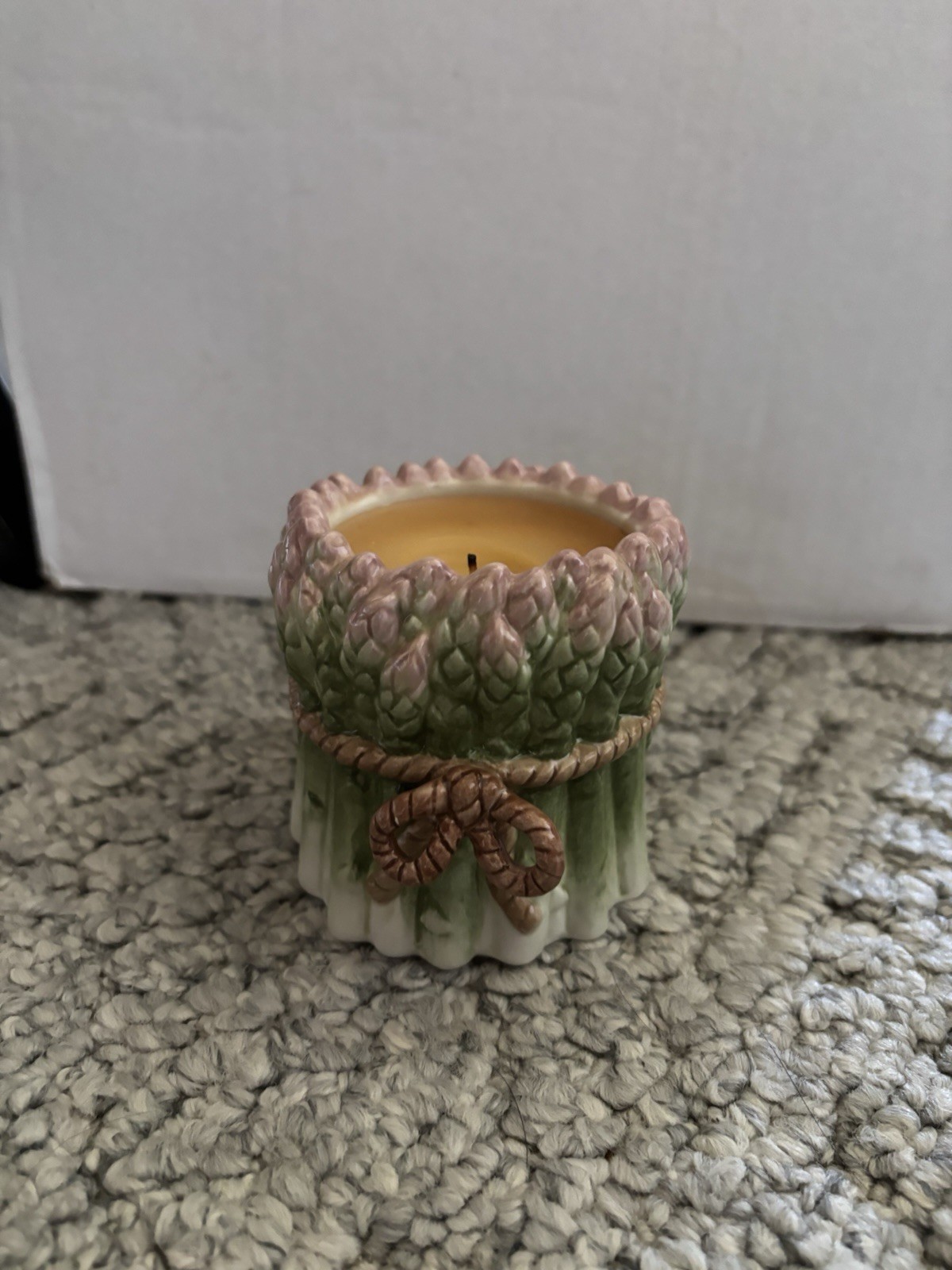 Fitz & Floyd Classics Candle Asparagus Vegetable Poured Wax Ceramic Used