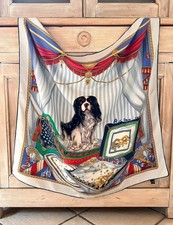 Chopard Foulard en Soie Vintage 1990s, 87 X 87 cm Spaniel Dog Print, Jewelry