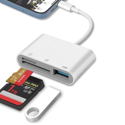 SD Card Reader for iPhone 15/16/iPad/MacBook - USBC Dual Port Memory white 