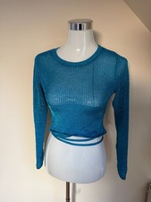 Bershka Metallic-Stricktop Türkis mit offene...
