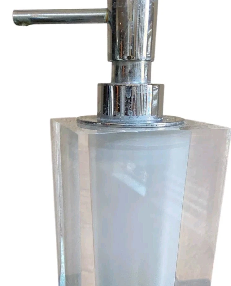 Jonathan Adler Hollywood Soap Dispenser Clear Acrylic Chrome Pump Cube  - Image 4 of 4