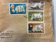 NHR Antigua Air Mail avec enveloppe brute SC# 248, 249, 251 et 253 SCV 7,40 $