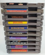 Nintendo NES 10 Game Lot - Burgertime, Mario Duck Hunt, Dragon Warrior, Tetris