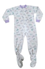 VTG Carters Girls SZ 10 Sleeper Bunny Slippers On Pajamas One Piece Footed White