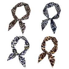 Fashion Leopard Print Skinny Silk Scarf Decorative Neck Wrap Scarf for Office