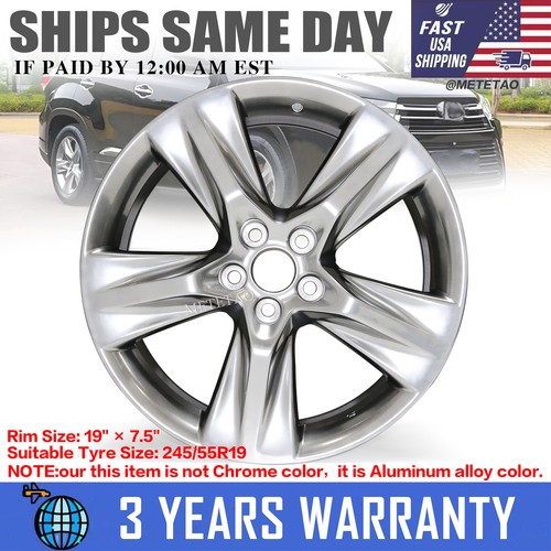 METETAO 19" Aluminum Alloy Wheel Rim For Toyota Highlander 2014-2019 – 7.5" Width, 5x114.3 Bolt Pattern – Replaces 4260D0E010, 75163