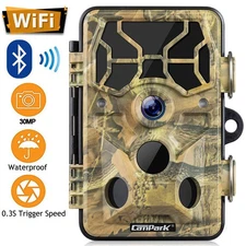 Trail Camera WiFi Bluetooth 30MP 1296P Hunting Game Camera with 120° Wide Angle