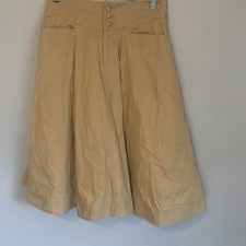 Ralph Lauren Skirt Womens 4 Khaki Pleated Full A-Line 100 Cotton VTG Safari 90s