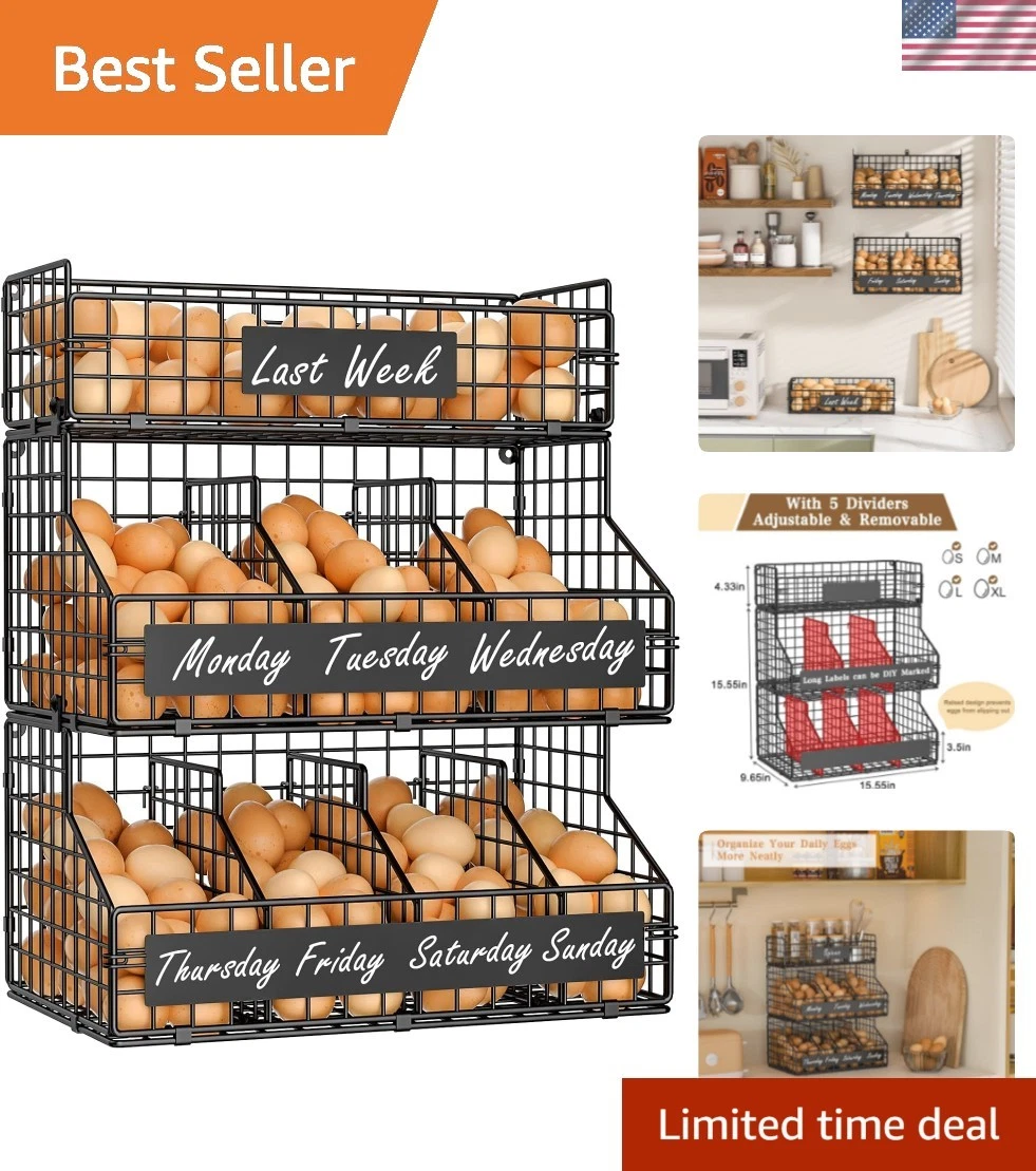 Egg Holder Countertop with 5 Dividers & DIY Nameplate to Separate Eggs, 3 Tie...
Opens in a new wind