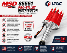 Msd 85551 Pro-billet Distributor Chevy V8 Magnetic Pickup Mechanical Advance Red