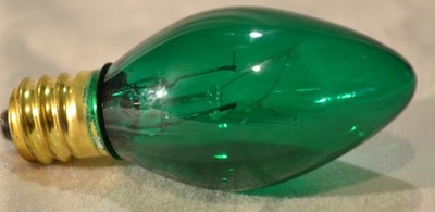 C7 Transparent Green Incandescent Bulbs - 4 Pack