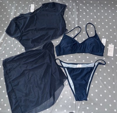 CupShe, Bikini, Cover Up Tee & Rock wunderschön blau, neu mit Etikett, Größe M