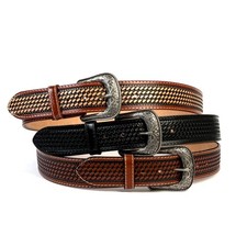 MENS 1 3/4 BASKET WEAVE WESTERN HEAVY DUTY CASUAL OR WORK LEATHER BELT