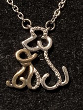 Adorable Mother/Child Dog/Puppy Necklace-14K Gold  Platinum Over Sterling;Box