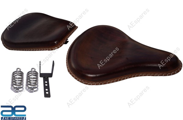 Vorne & Hinten Braune Farbe Leder Sitz Set FüR Royal Enfield Classic 350 500 Aes-image