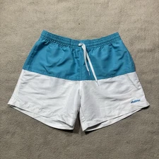 Chubbies Swim Trunks Mens Large Blue White Colorblock Beach Pool Back Pocket