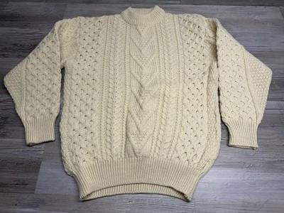Vintage James Pringle Wool Sweater Fisherman Chunky Knit Size L Made in Scotland
