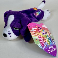 Vintage 1998 Lisa Frank Fantastic World Purple Dog Plush Bean Bag w Tag