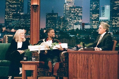 Actress Penny Marshall comedian Chris Rock with host Jay Leno duri- Old Photo 1