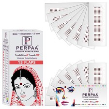 PERPAA Dark Maroon Round Bindi Book for Ladies - Stick On, 11 pcs, 1.5mm