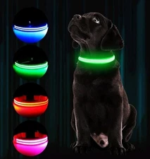 LED Glowing Dog Pet Rechargeable Waterproof Collar Night Light Large Pink