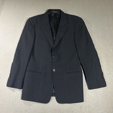 Armani Collezioni Houndstooth Blazer Men  s 38 Navy Wool Blend Vintage