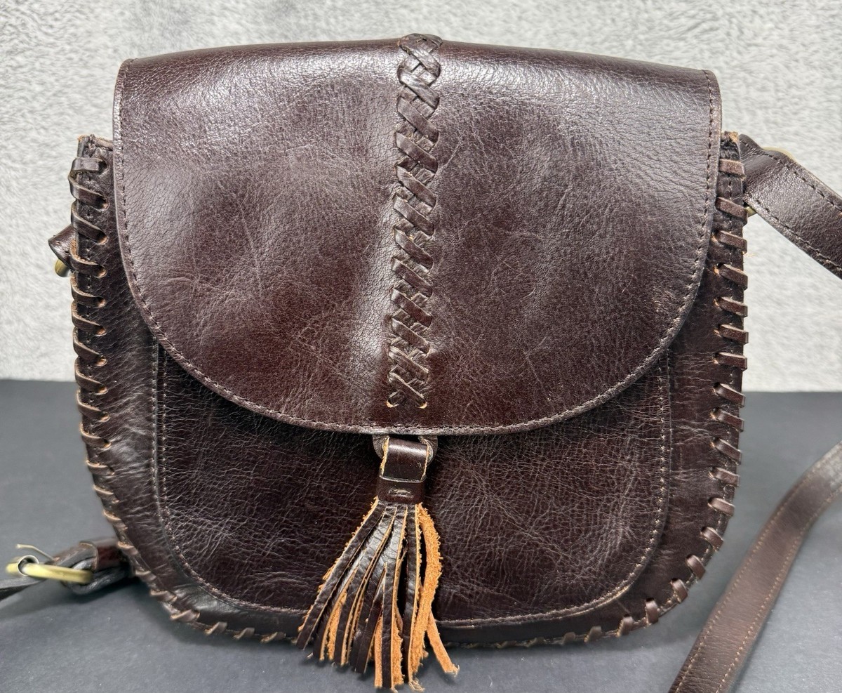Patricia Nash Blyton Saddle Bag Crossbody Chocolate Brown Leather View 5