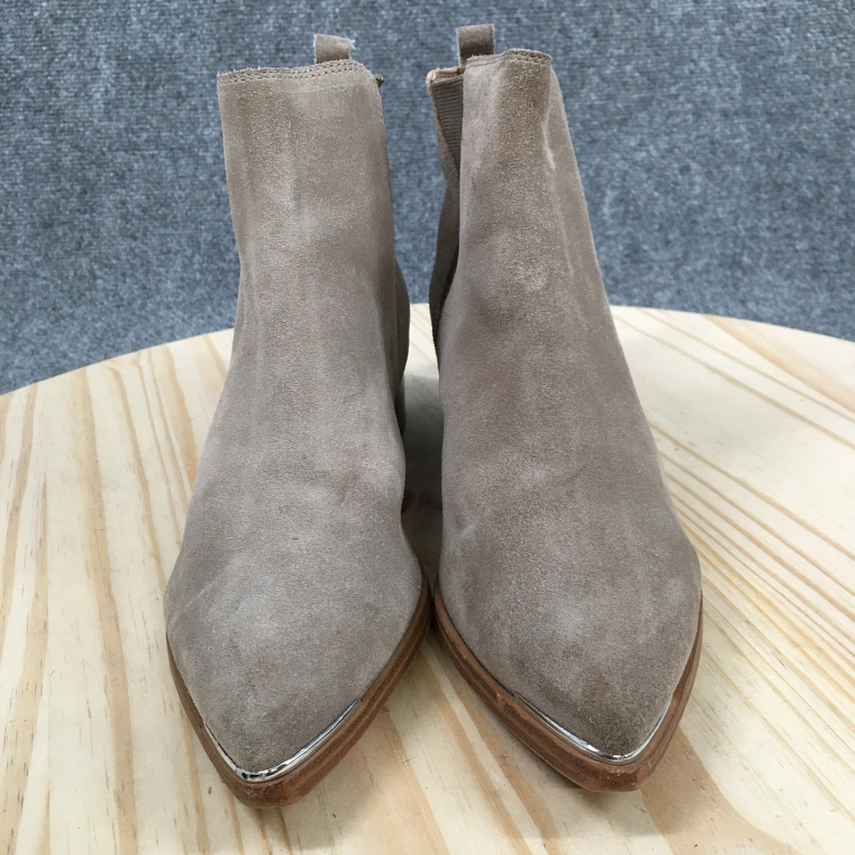 Marc Fisher Boots Womens 8 M Taupe Yale Chelsea Booties Leather Pull On Pointed - Image 4 of 4