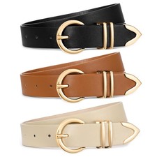 3 Pack Women's Belts for Jeans Dresses Fashion Ladies Skinny Leather Belt