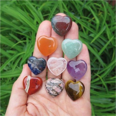 Mini Crystal Heart Stone Carving .75'' Carved Crystal Heart Gift - Love Stone