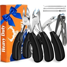 Heavy Duty Toenail Clippers for Thick Nails, 7-in-1 Pedicure Kit with Catcher...